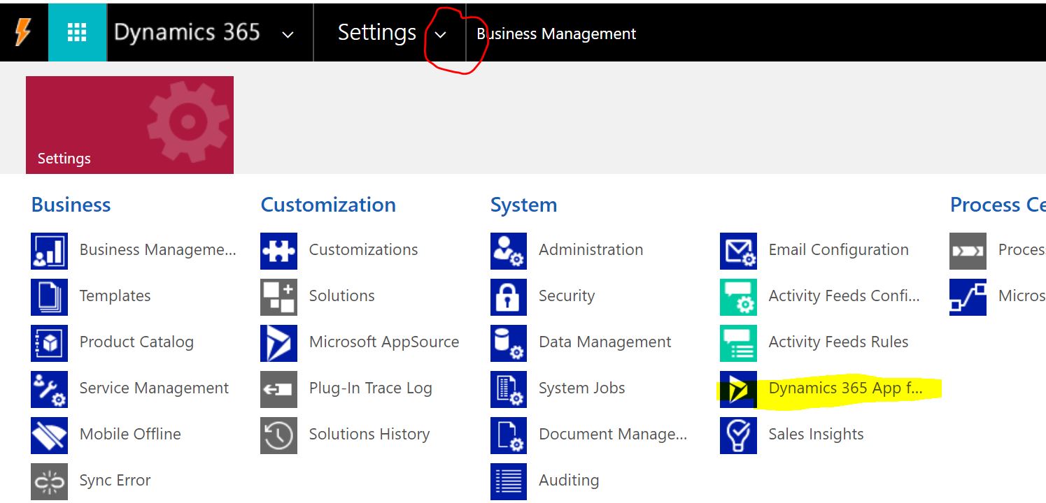 From Settings, select Dynamics 365 App for Outlook