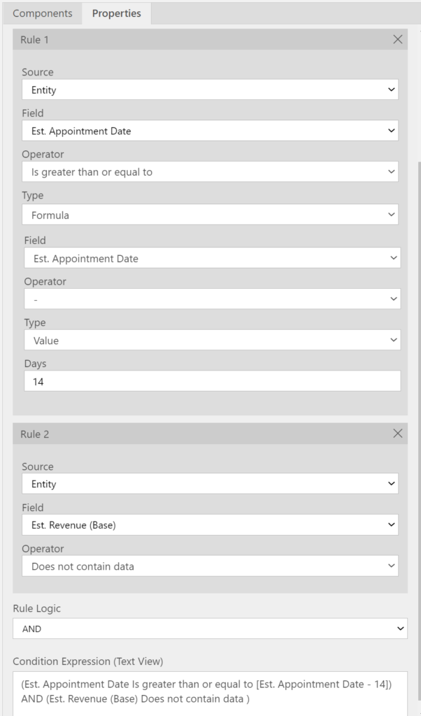 Setting up a conditional in Dynamics 365 Power Apps to run our business rule.