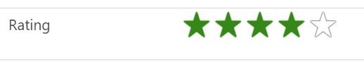 Star rating applied to a column on a form in Power Apps.